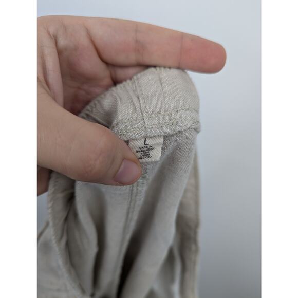 Women's 100% Linen Women's Tan Pants Size Large Drawstring by Ocean and Coast - Picture 3 of 4
